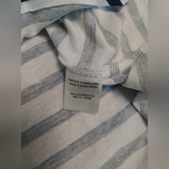 White and Blue Striped Short Sleeve Tee with Paris Print - Picture 3 of 7